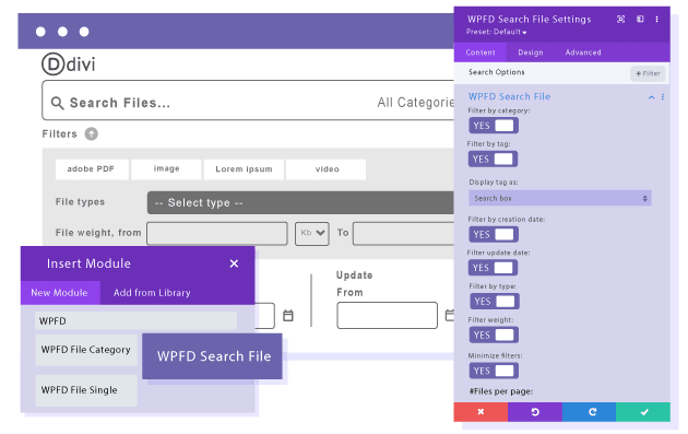 Load the file search engine in WordPress page builders