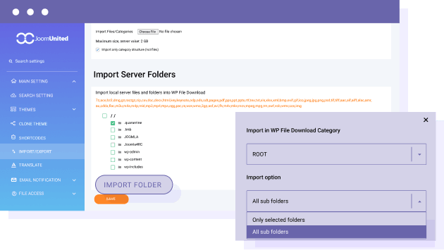 Import files and folders from existing media on your server