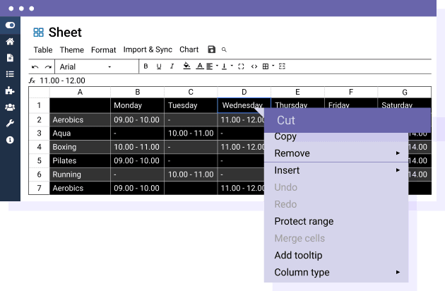 Manage WordPress table rows, columns and cells with a right click