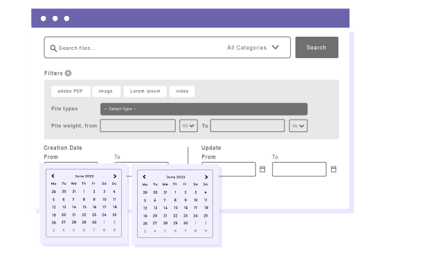 File creation date and update date filters