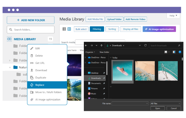 Replace and update media in your media manager and content