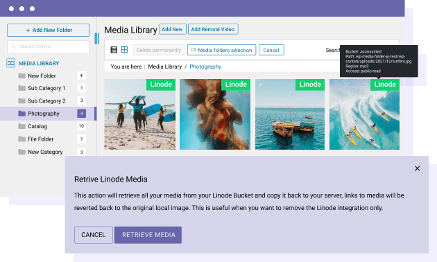 Retrieve all media from Linode to WordPress