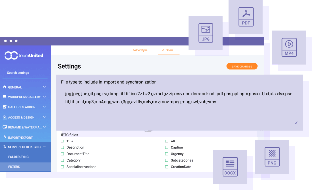 Import and synchronize server folders with filters