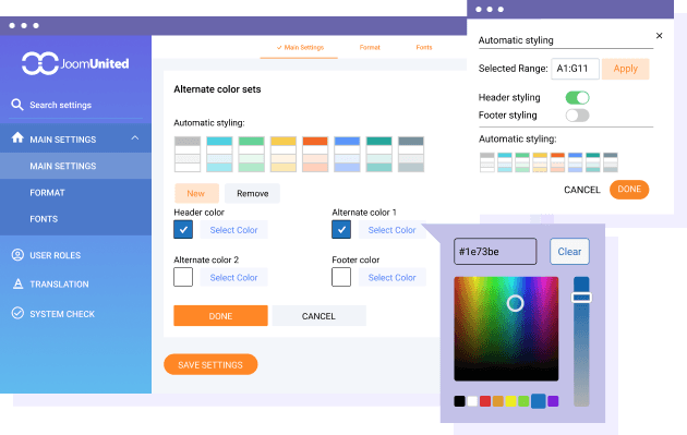 Create your own table alternate color sets