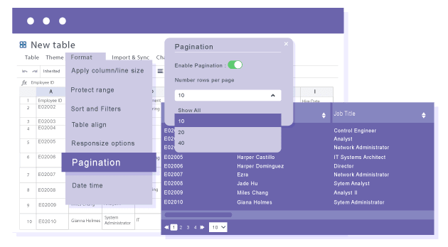 WordPress row pagination for large tables