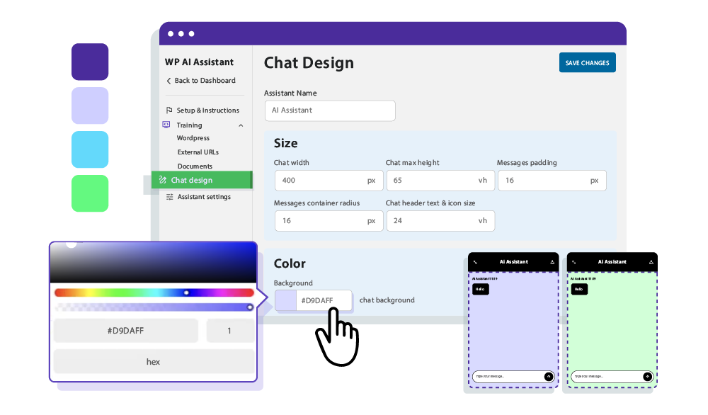 Make a design for your chatbot that fits your website