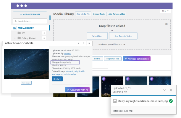 Automatic WebP conversion on upload