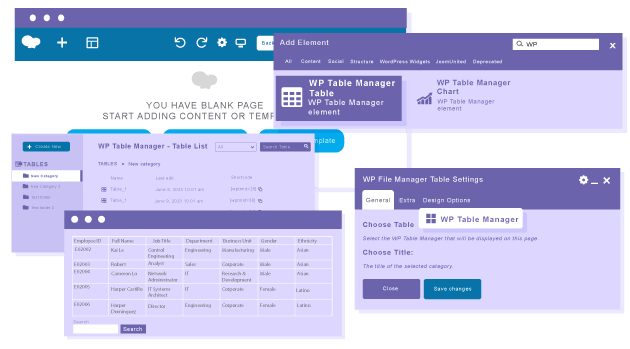 Load and manage HTML tables in WPBakery