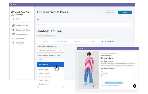 WooCommerce taxonomy to select latest products