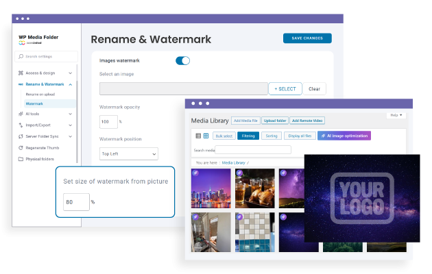 Watermark image scaling plugin