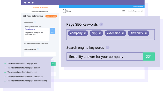 Add custom keyword check for the Divi content