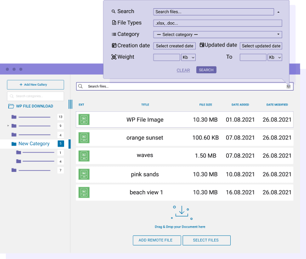 Admin search engine and display filters