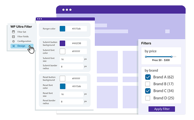 Customizable filter design & layout