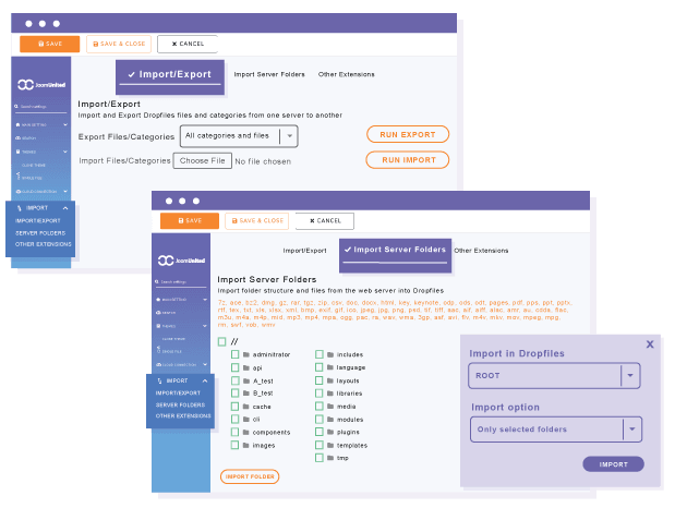 Import existing files in Joomla