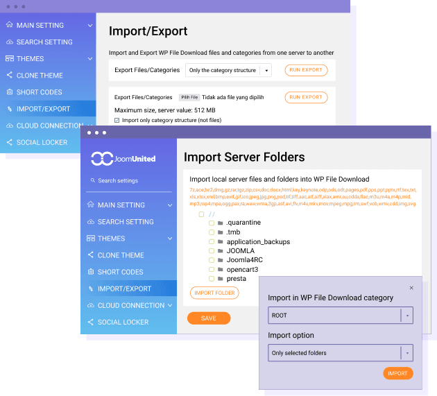 Import existing files from your server