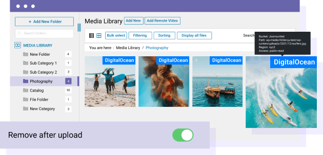 Media library Offload from WordPress to DigitalOcean