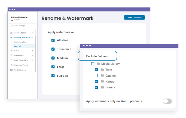 Watermark on a folder selection