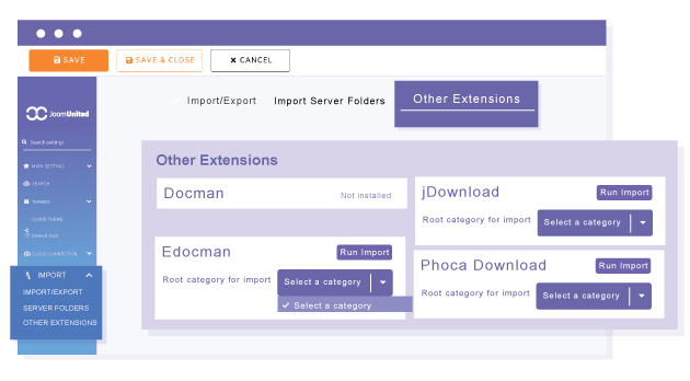 Popular third-party extension importer